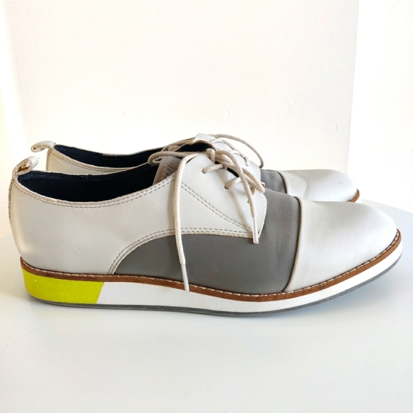 ALDO Kerrobert Grey Leather & Neoprene Flat Shoes - Picture 1 of 5